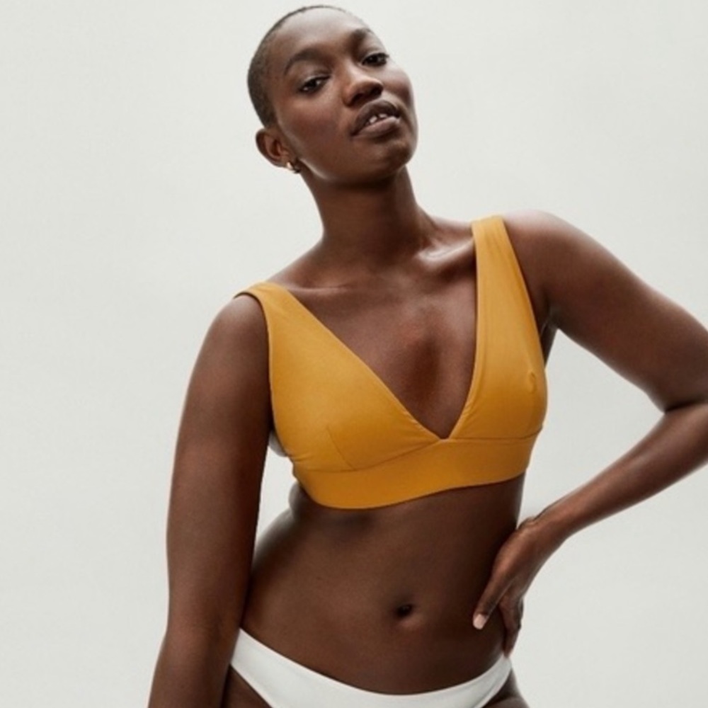 Everlane Swim Triangle Bikini Top In Yellow NWT